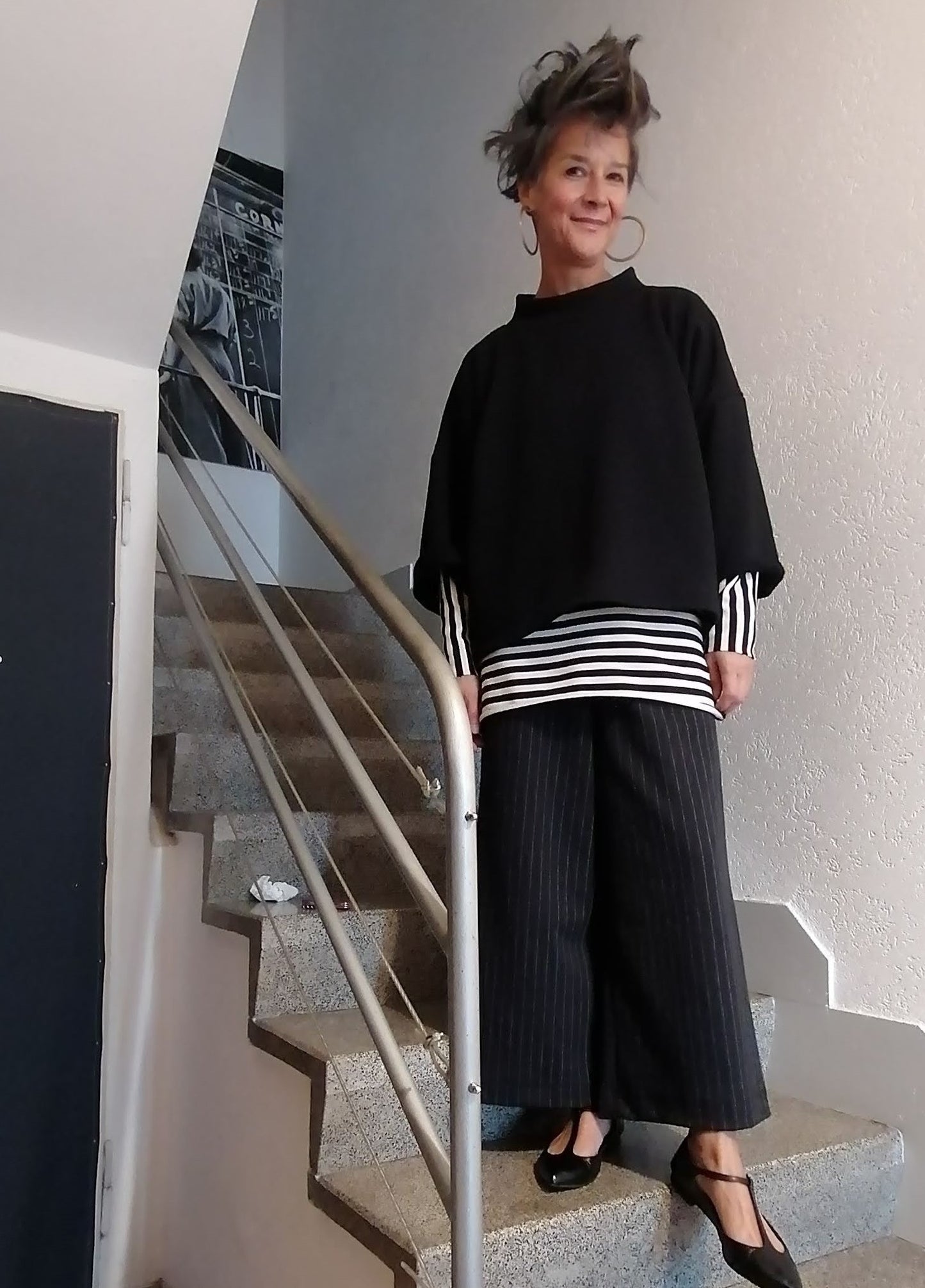 Felpa nera kimono