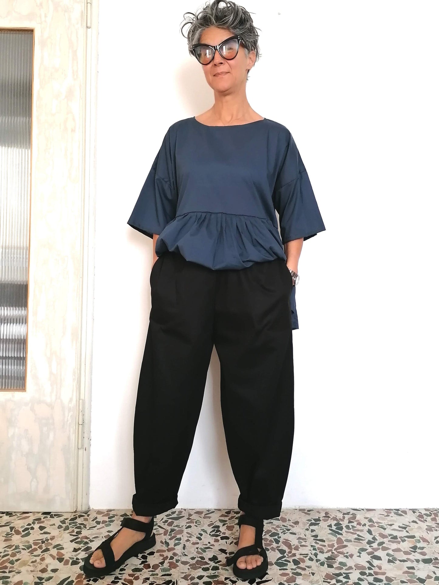 Pantalone Palloncino nero Gabardine