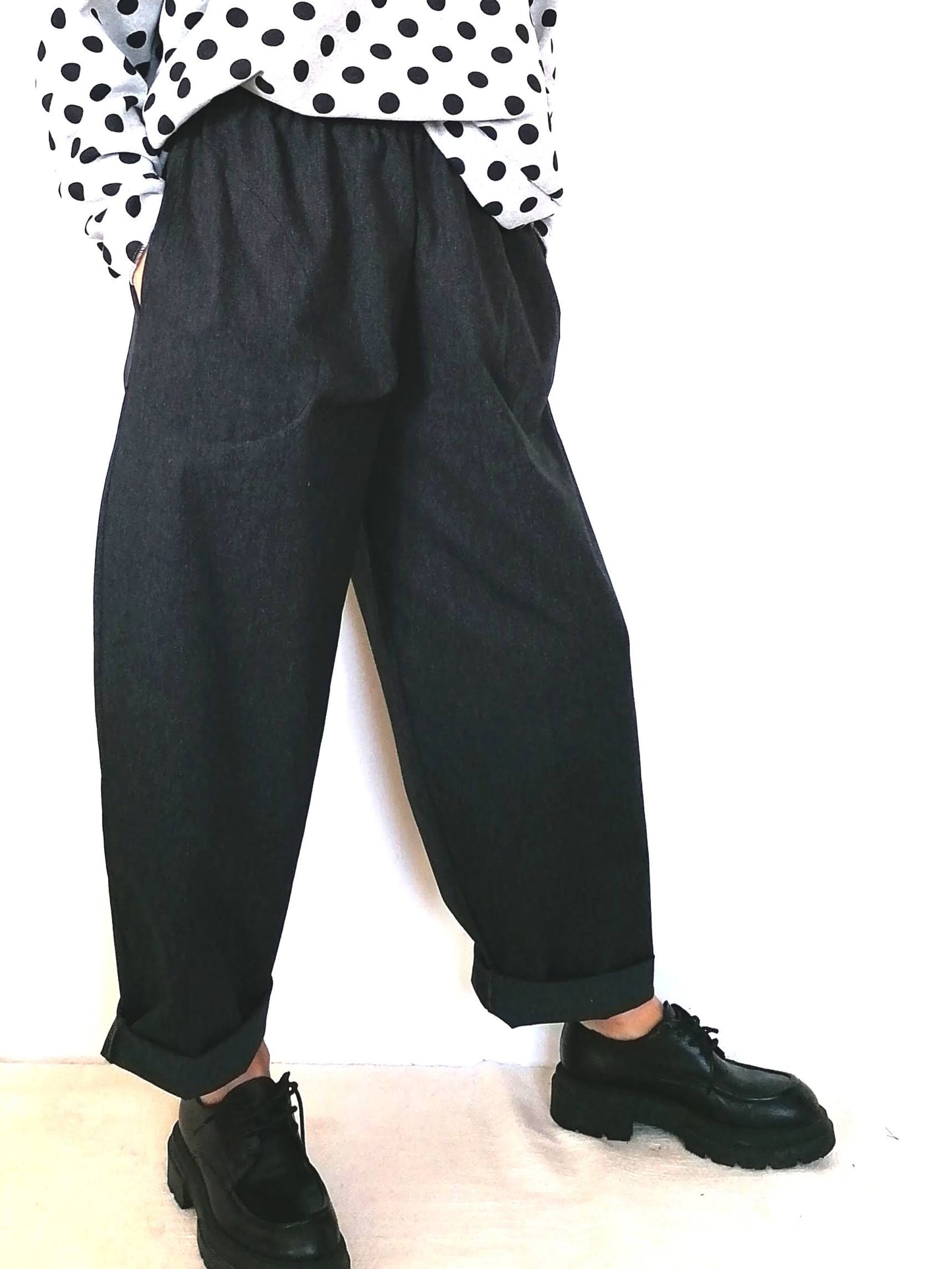Pantalone carota denim antracite #161