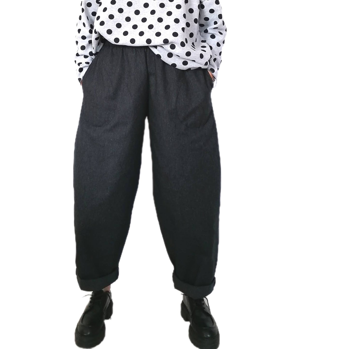 Pantalone carota denim antracite #161