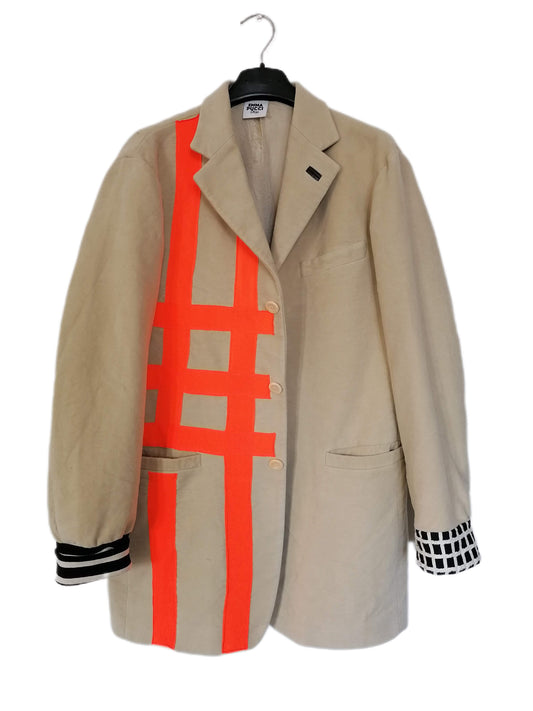 Giacca quadri arancione fluo U070