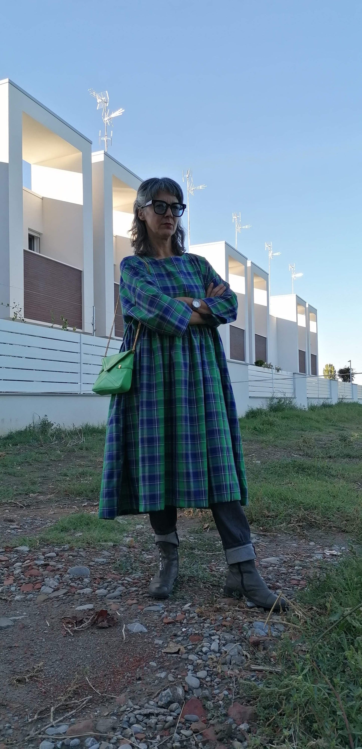 Abito verde tartan #137